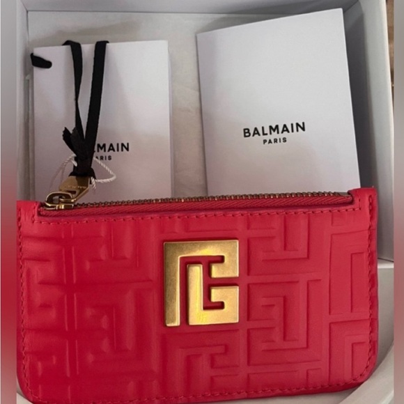 NWT, Authentic, BALMAIN Pink Monogram Cardholder - Picture 3 of 8